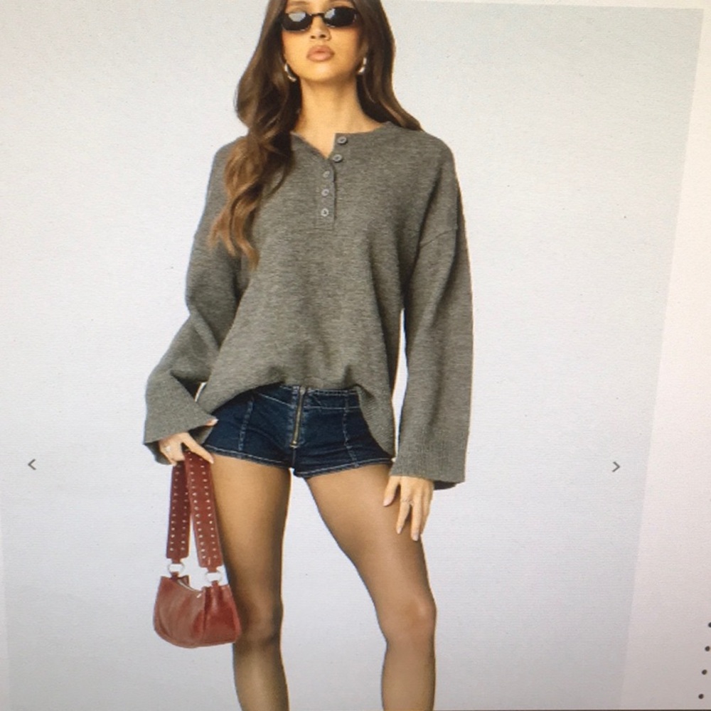 EDIKTED/“MONTANA”OVERSIZED BUTTON SWEATER IN “GRAY MELANGE”/NWT